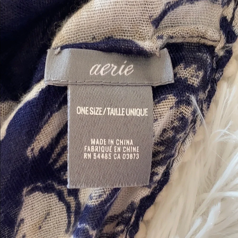 👙 Aerie Infinity Scarf Floral Hawaiian Print with Pompom Embellishment One Size